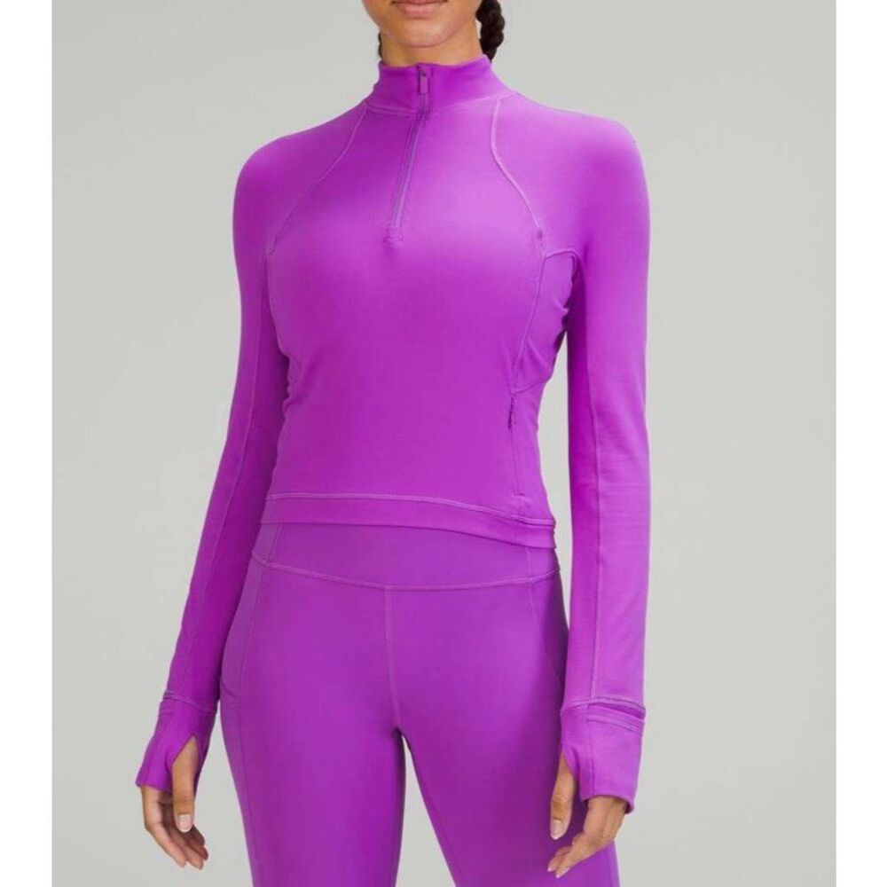 Lululemon Its Rulu Run Cropped Half Zip in Moonlit Magenta